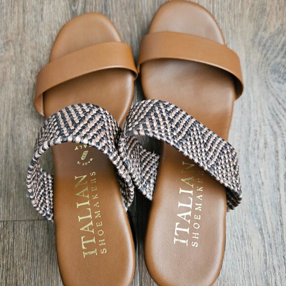 Italian double strap sandal heels faux leather - Picture 2 of 5